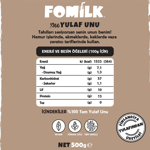 Fomilk %100 Yulaf Unu / 100% Oat Flour - 500g